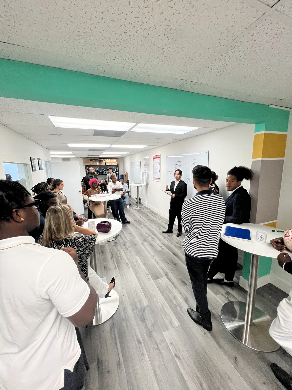Team networking at an office event